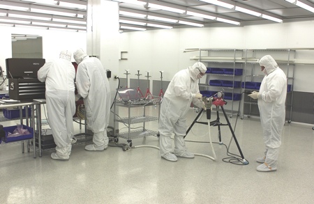 TFS cleanroom fabrication with proper lighting, gowning and project materials