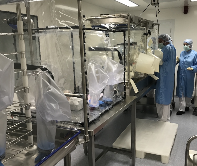 A single-use flexible, aseptic filling isolator for Amatsigroup supplied by Solo Containment