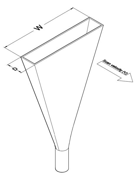 Figure 1: Example of a sampling probe. W is the width and D is the depth