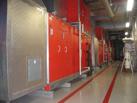 Production area HVAC units located in ground floor plantroom