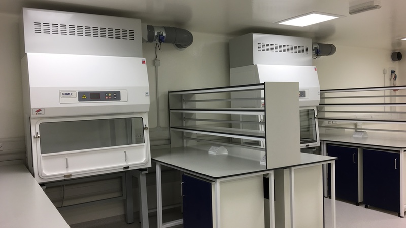 CL3 laboratory and Class II safety cabinets