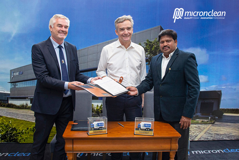 From Left to Right: Andrew Cole, Managing Director of Micronclean India PVT LTD; Alex Ellis, British High Commissioner to India; Mr Chandra Reddy Mareddy, Hetero organisation