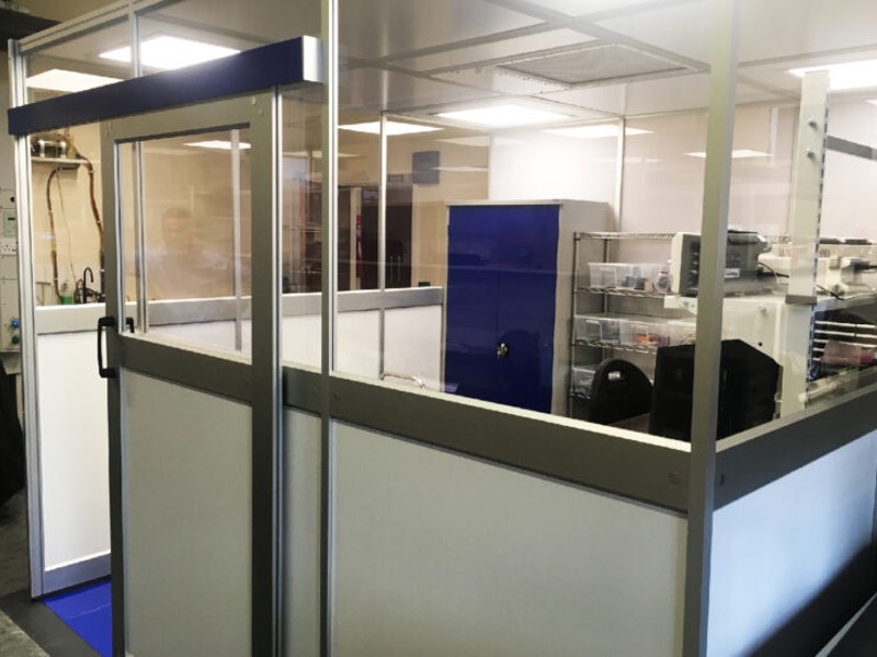 3x3 aluminium modular cleanroom for the EIRSAT-1 project. Image credit: NSP Expert Lab Solutions
