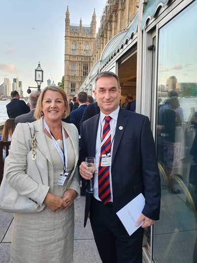 John Barker and Alice Barker at the launch of this year’s Parliamentary Review in the Houses of Parliament 